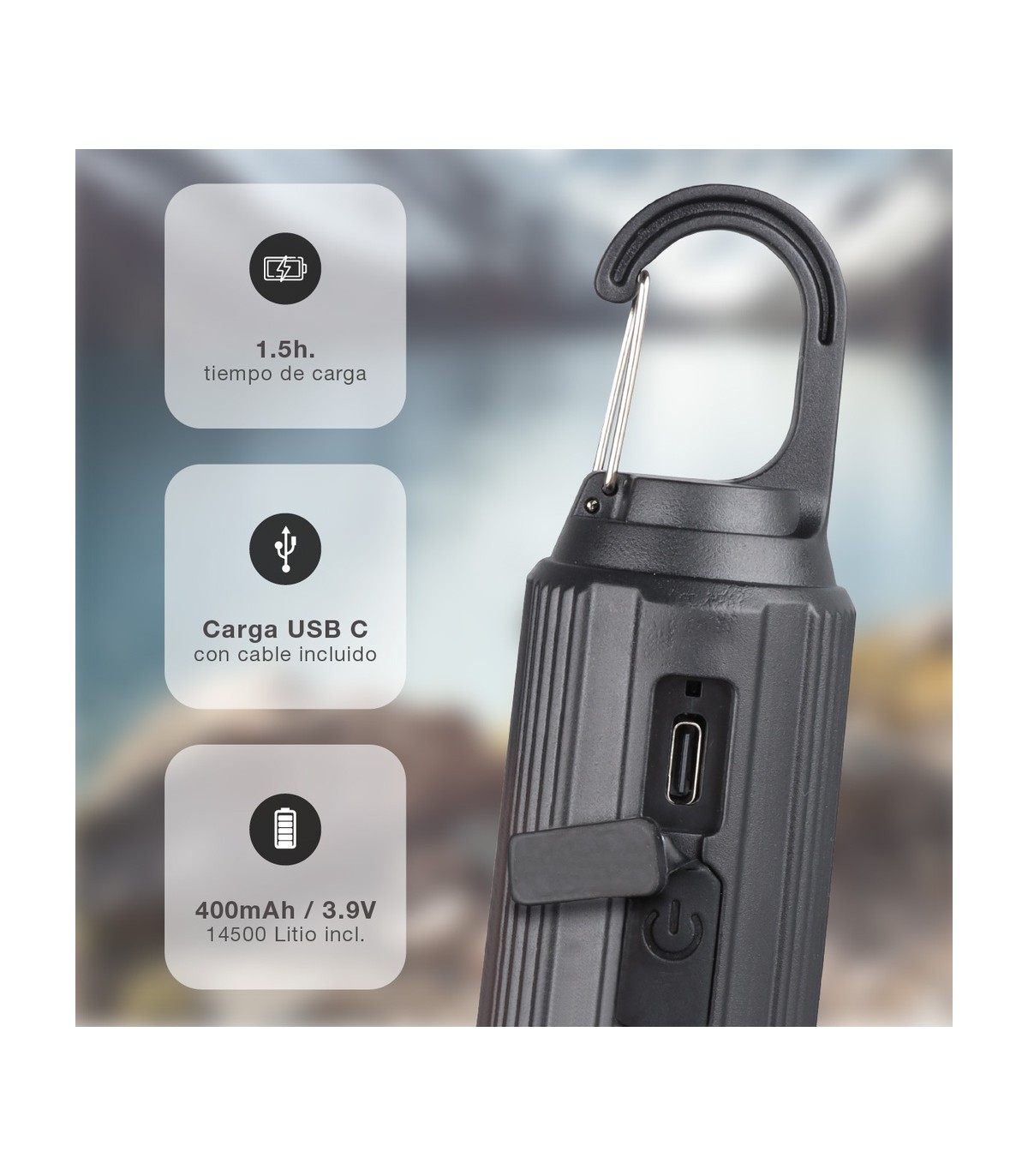 Bombilla LED camping recargable USB 2W 120Lm