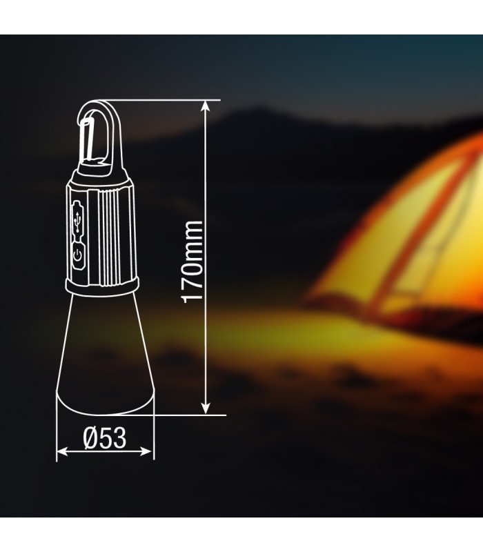 Bombilla LED camping recargable USB 2W 120Lm