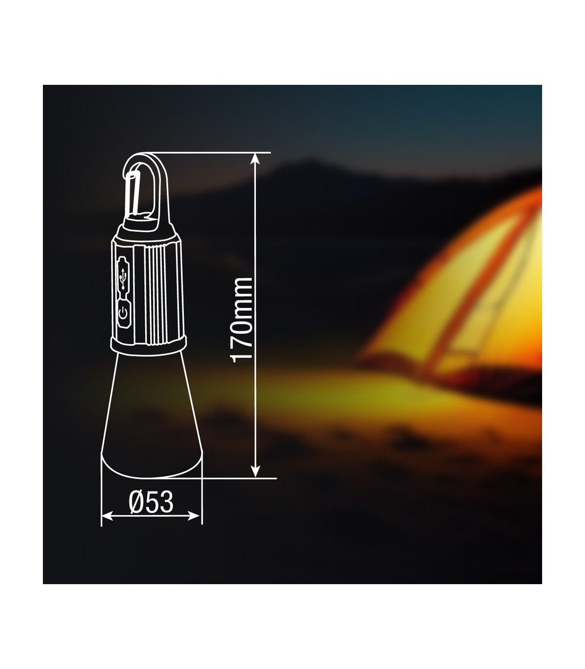 Bombilla LED camping recargable USB 2W 120Lm