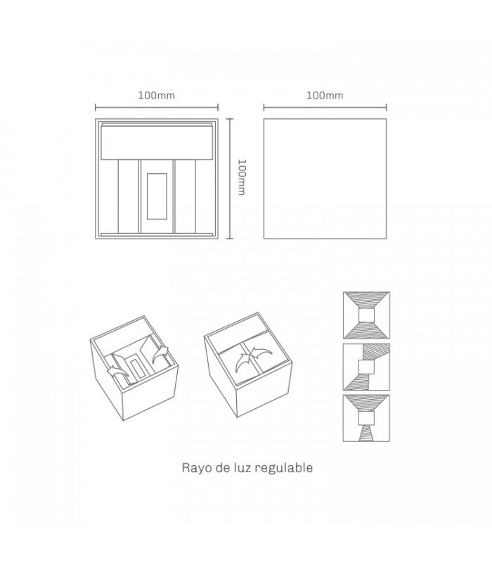 Aplique de Pared Led CUBO Blanco 10W 1000Lm IP65 CCT