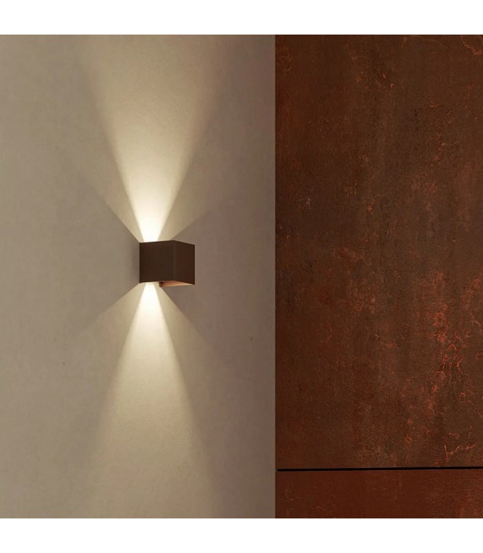 Aplique de Pared Led CUBO Óxido Corten 10W 1000Lm IP65 CCT