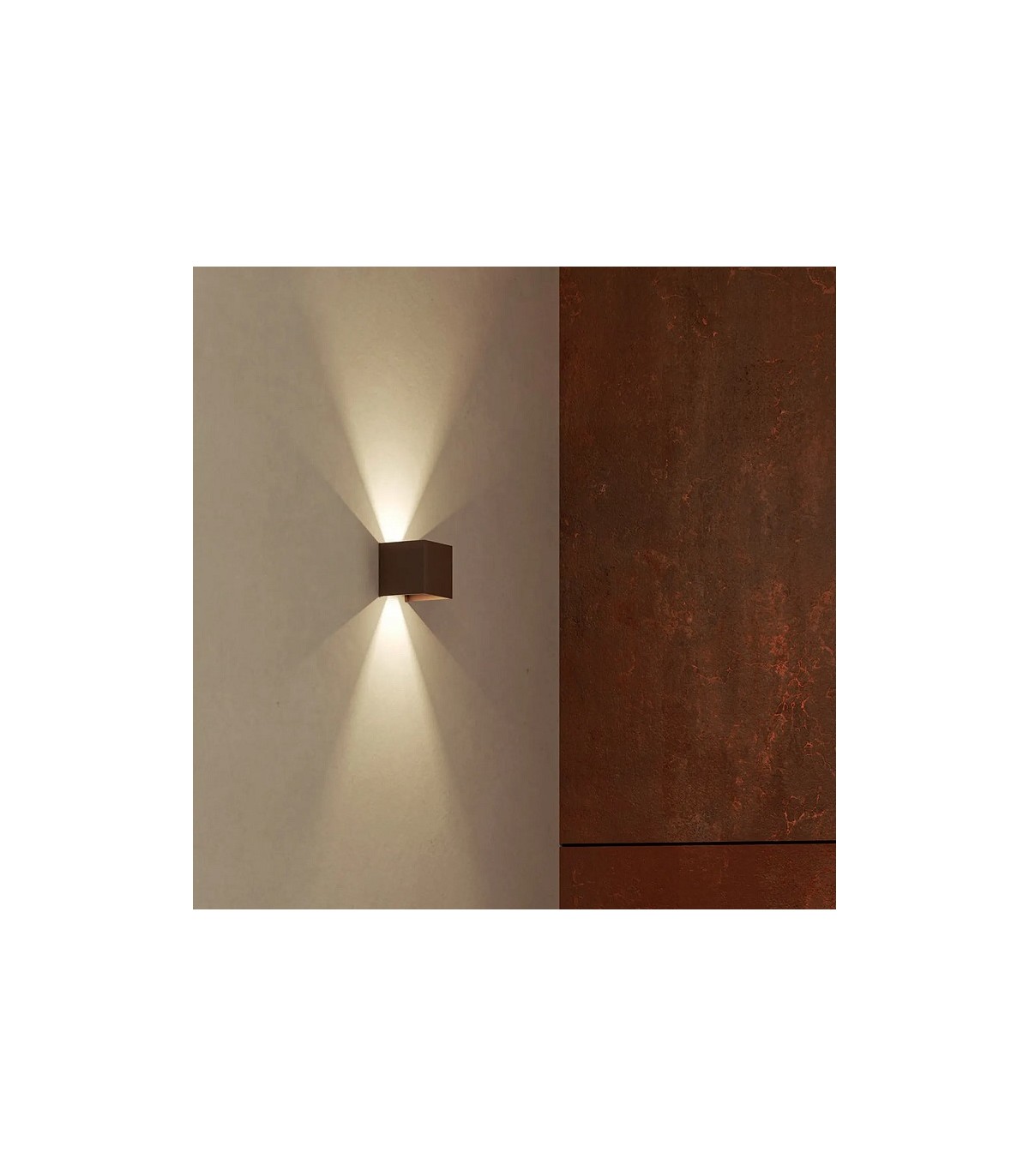 Aplique de Pared Led CUBO Óxido Corten 10W 1000Lm IP65 CCT