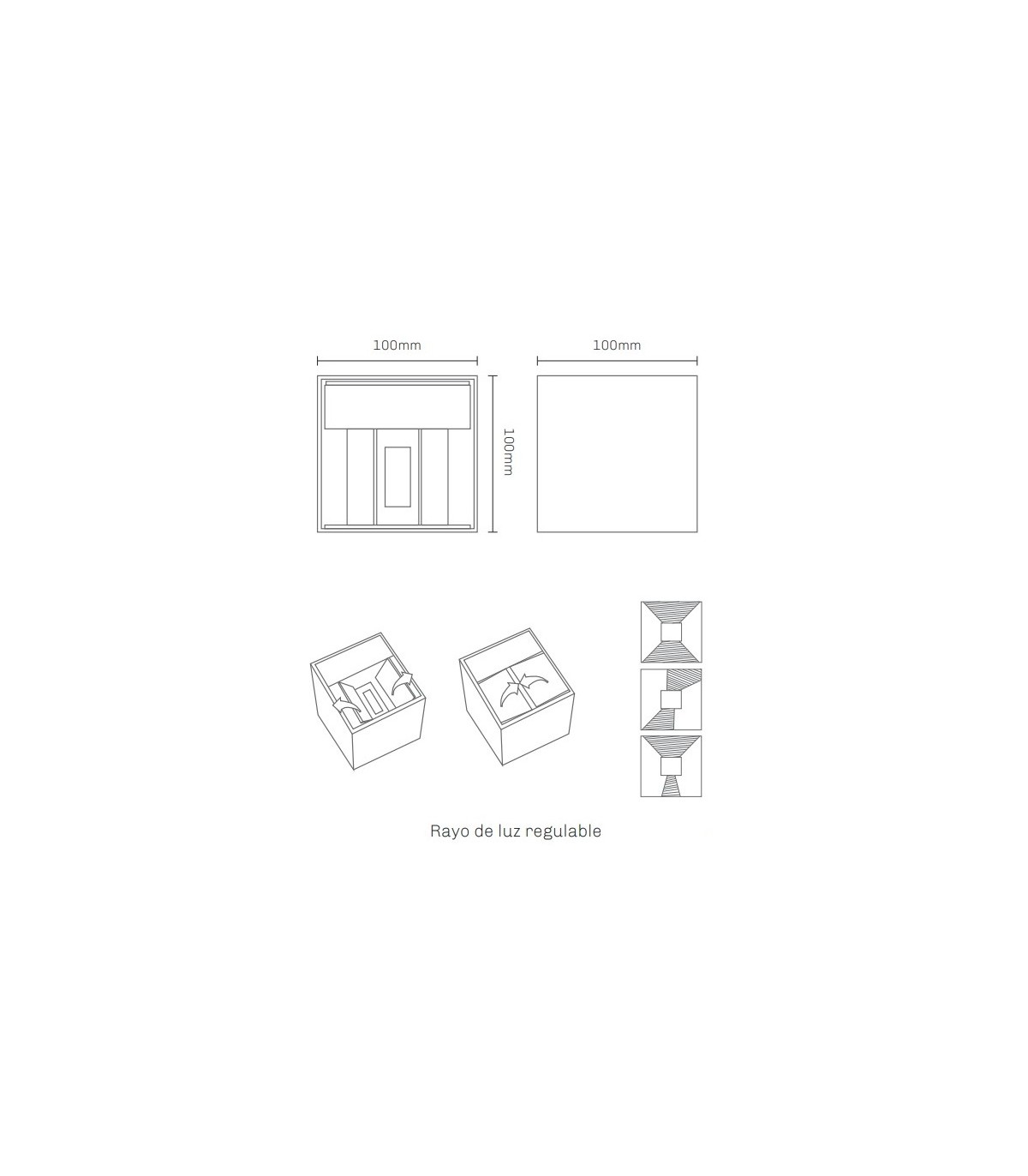 Aplique de Pared Led CUBO Antracita 10W 1000Lm IP65 CCT