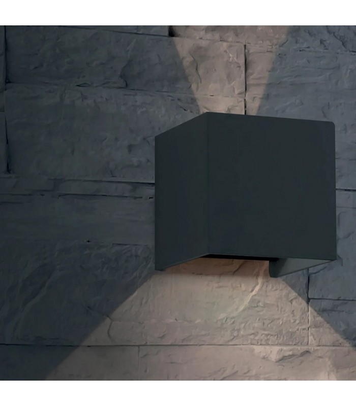 Aplique de Pared Led CUBO Antracita 10W 1000Lm IP65 CCT