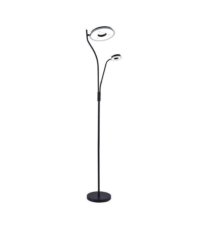Lámpara de Pie GENOVA Regulable 28+7W 2600+650Lm Negro