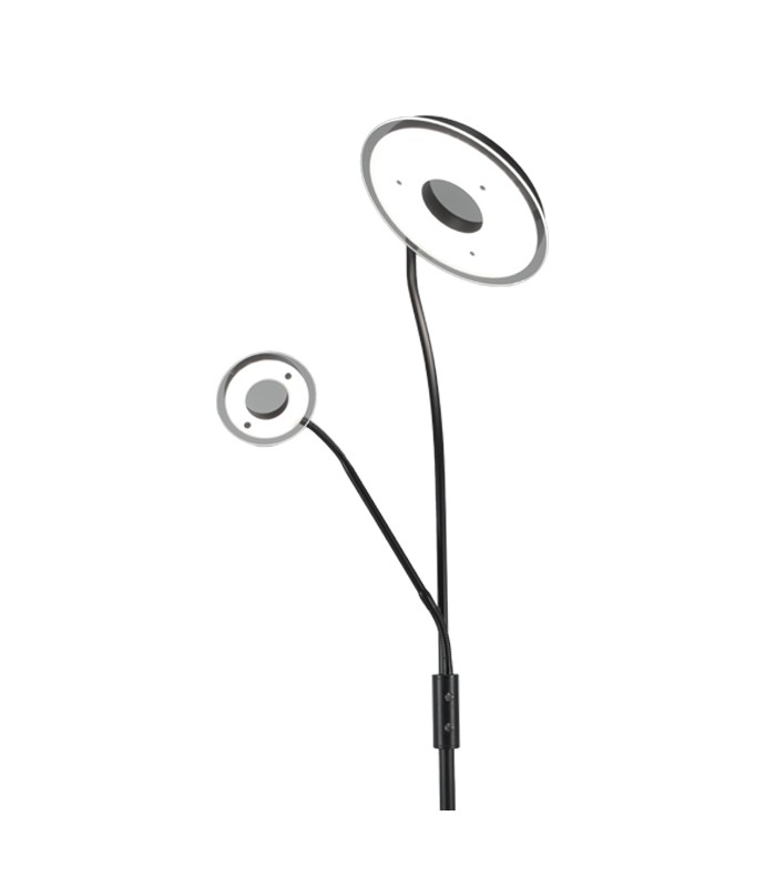 Lámpara de Pie GENOVA Regulable 28+7W 2600+650Lm Negro