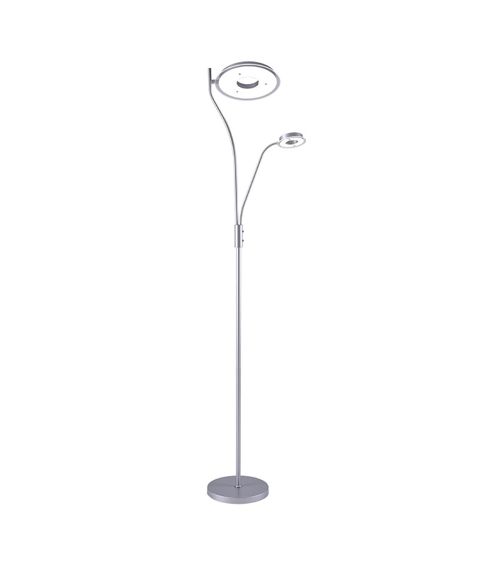 Lámpara de Pie GENOVA Regulable 28+7W 2600+650Lm Plata