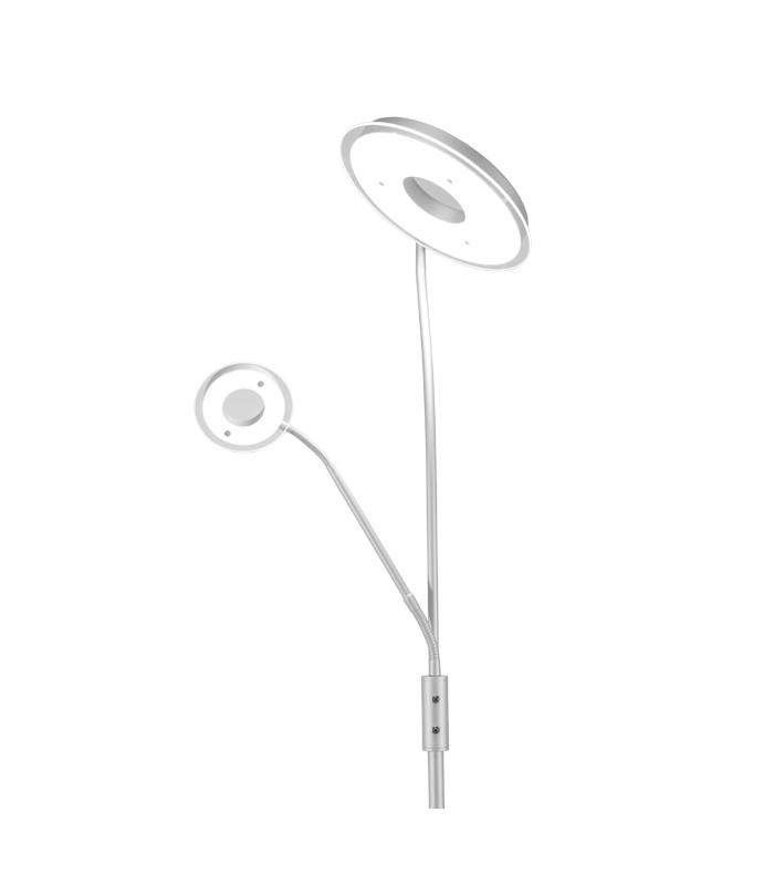 Lámpara de Pie GENOVA Regulable 28+7W 2600+650Lm Plata