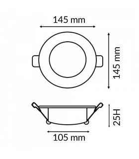 Downlight Led PRO LASS 12W 1020LM 120º IP20 CCT