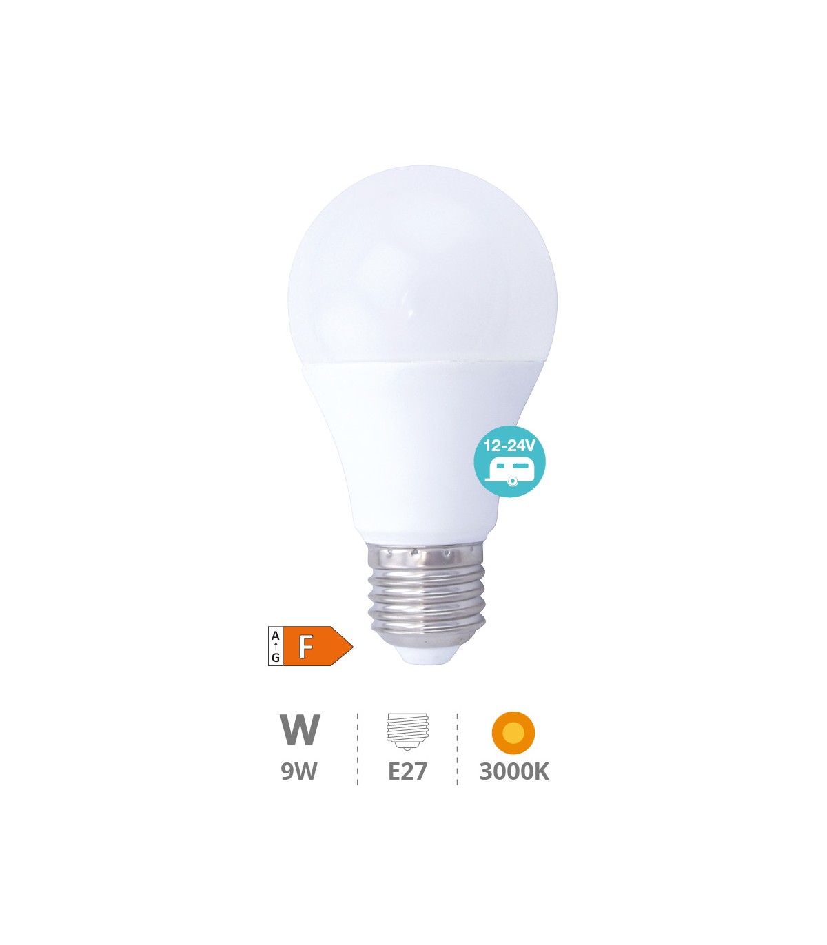 Bombilla Led 12V-24V 9W 924Lm E27