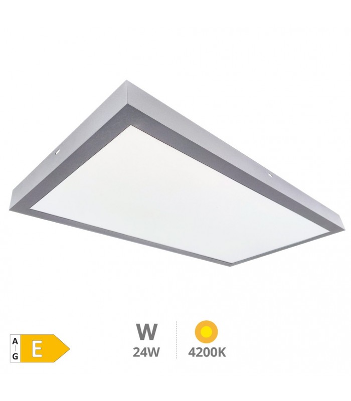 Plafón Superficie 24W 2400Lm 60x30cm Níquel Satín