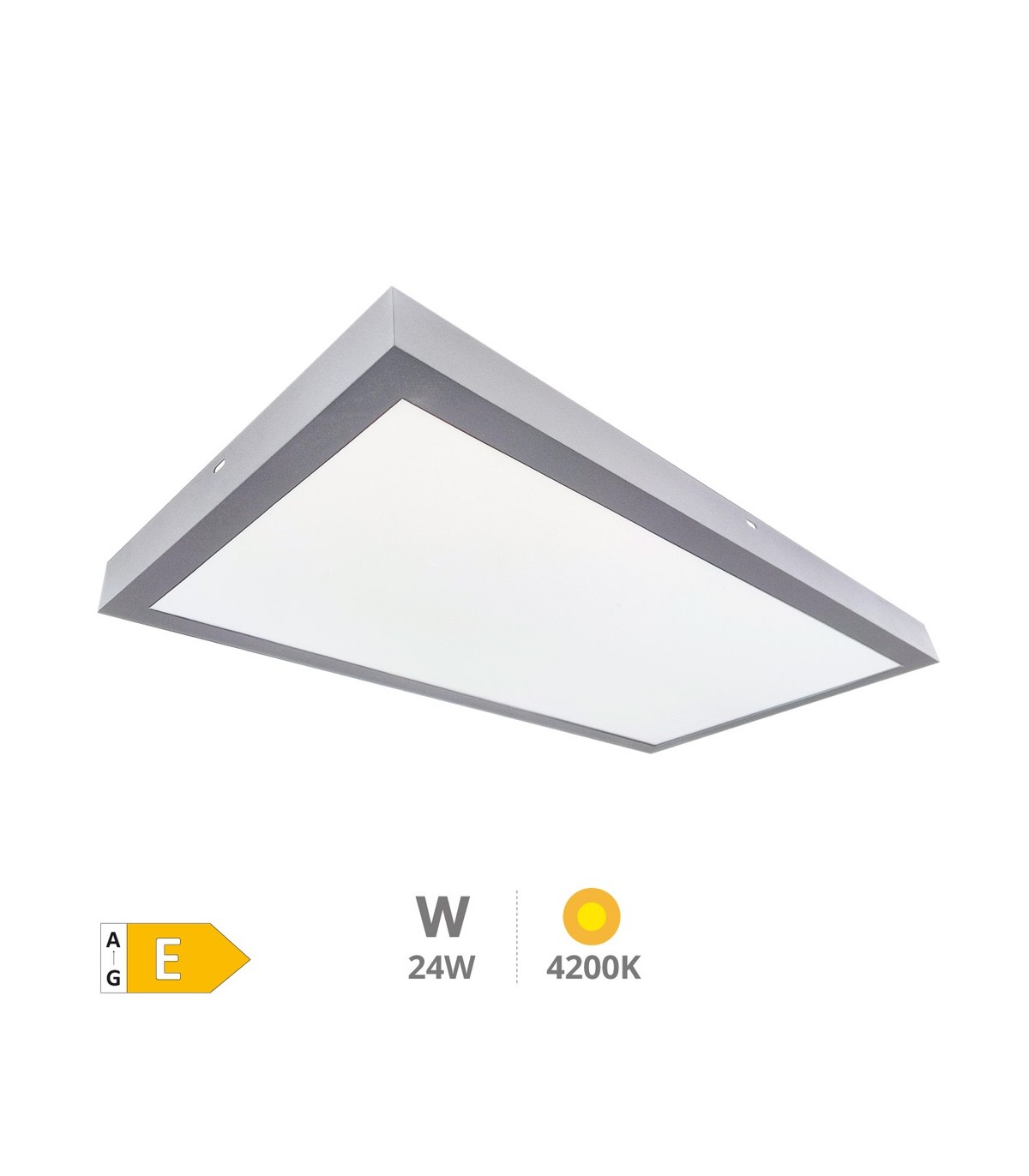 Plafón Superficie 24W 2400Lm 60x30cm Níquel Satín