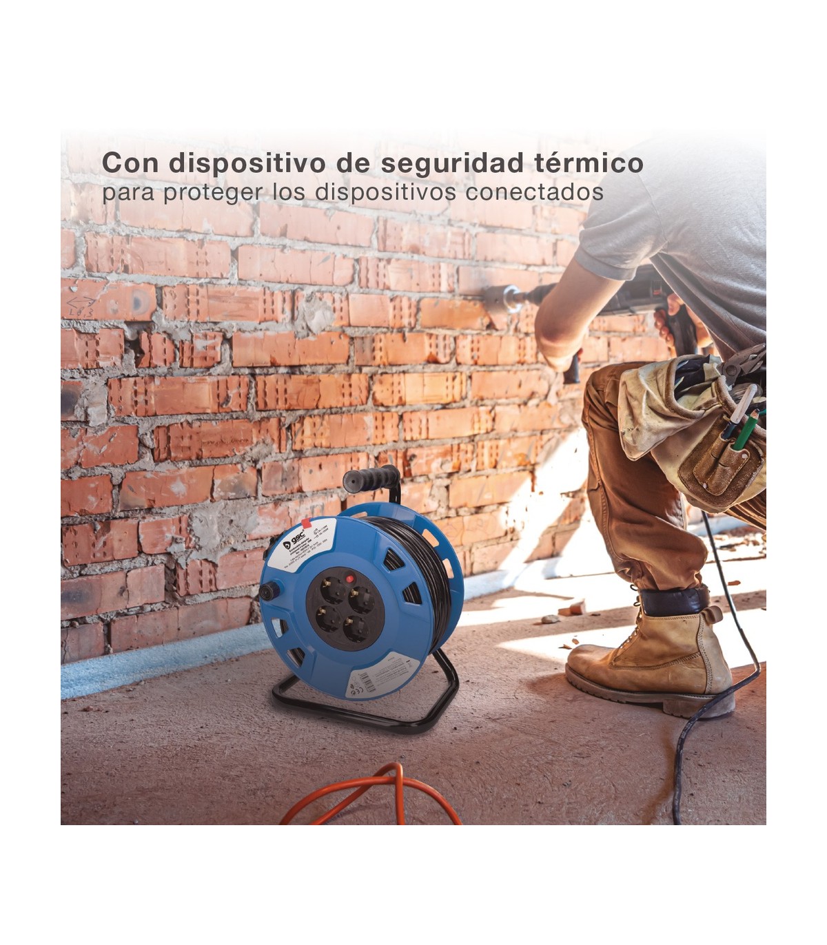 Enrollacables alargador profesional 4 enchufes (3x1.5mm) 50M