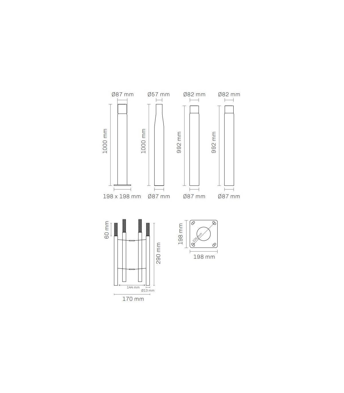 Columna Para Farola LUMIARQ Desmontable Negro Ø57mm 3.7 Metros