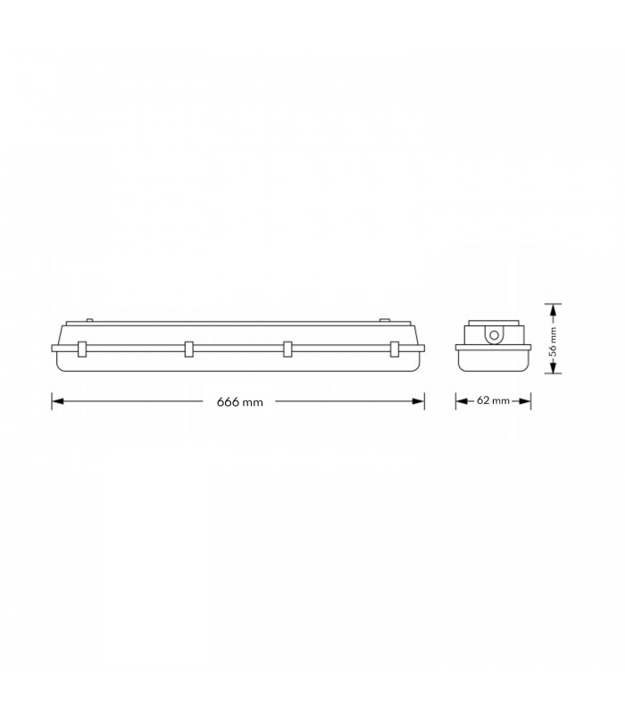Pantalla Estanca LAGE para un Tubo LED T8 60cm IP65