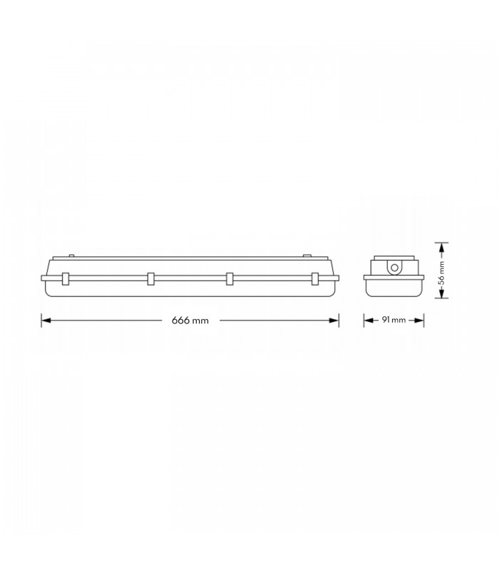 Pantalla Estanca LAGE para dos Tubos LED T8 60cm IP65