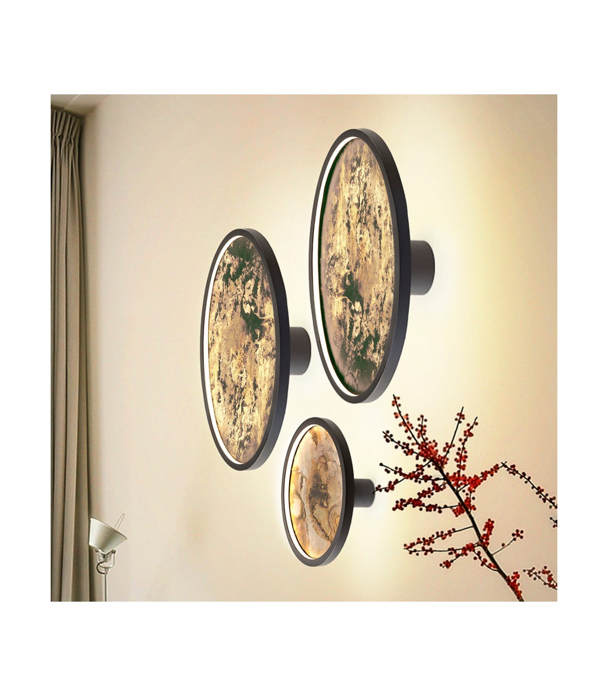 Plafón STONE NEGRO D60 55W 495Lm CCT