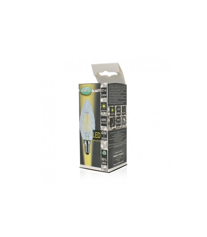 Bombilla Vela Rizada LED filamento 4W 495Lm E14