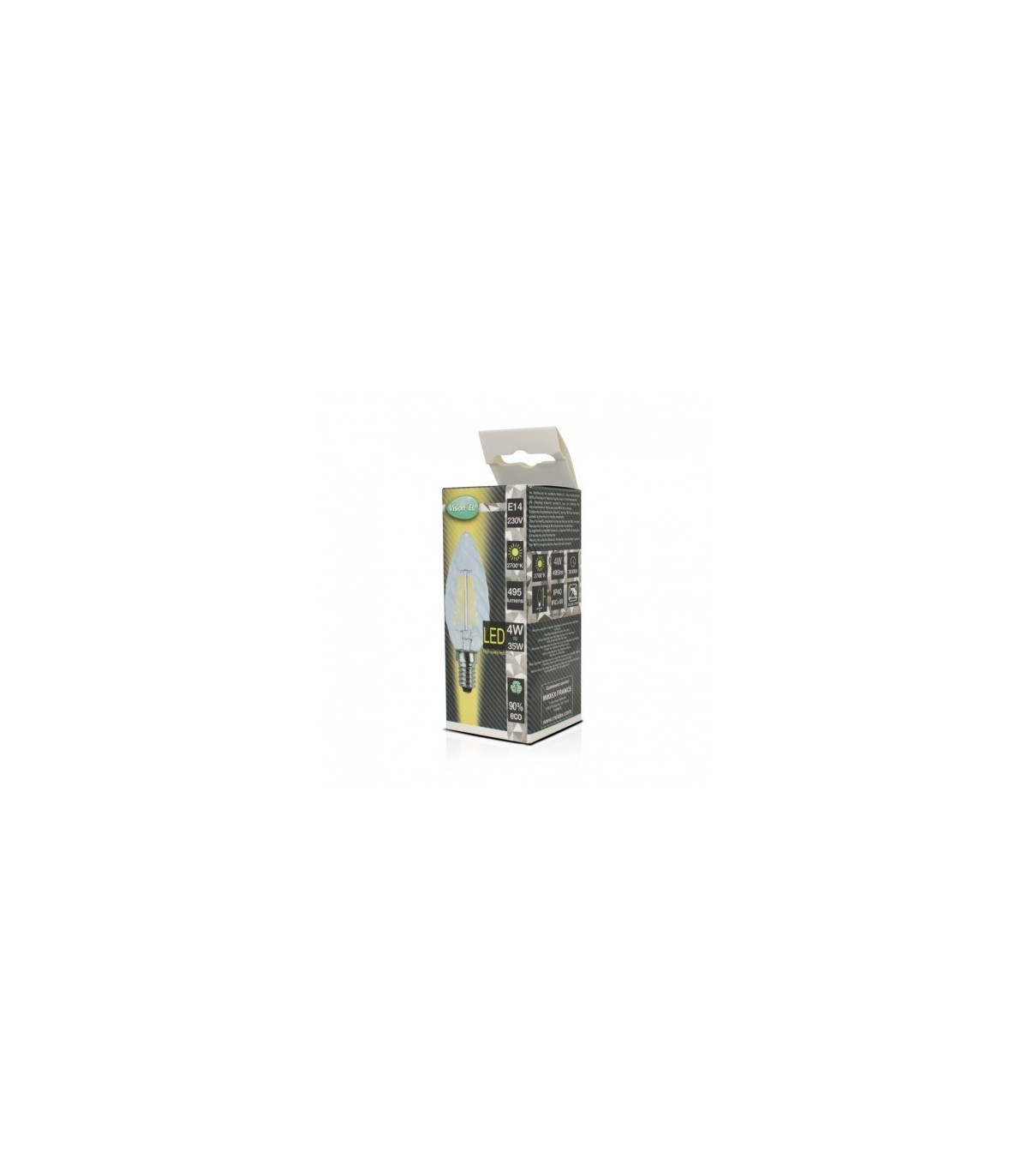 Bombilla Vela Rizada LED filamento 4W 495Lm E14