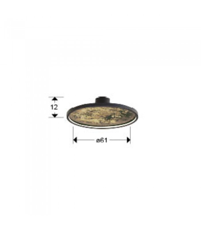 Plafón STONE NEGRO D60 55W 495Lm CCT