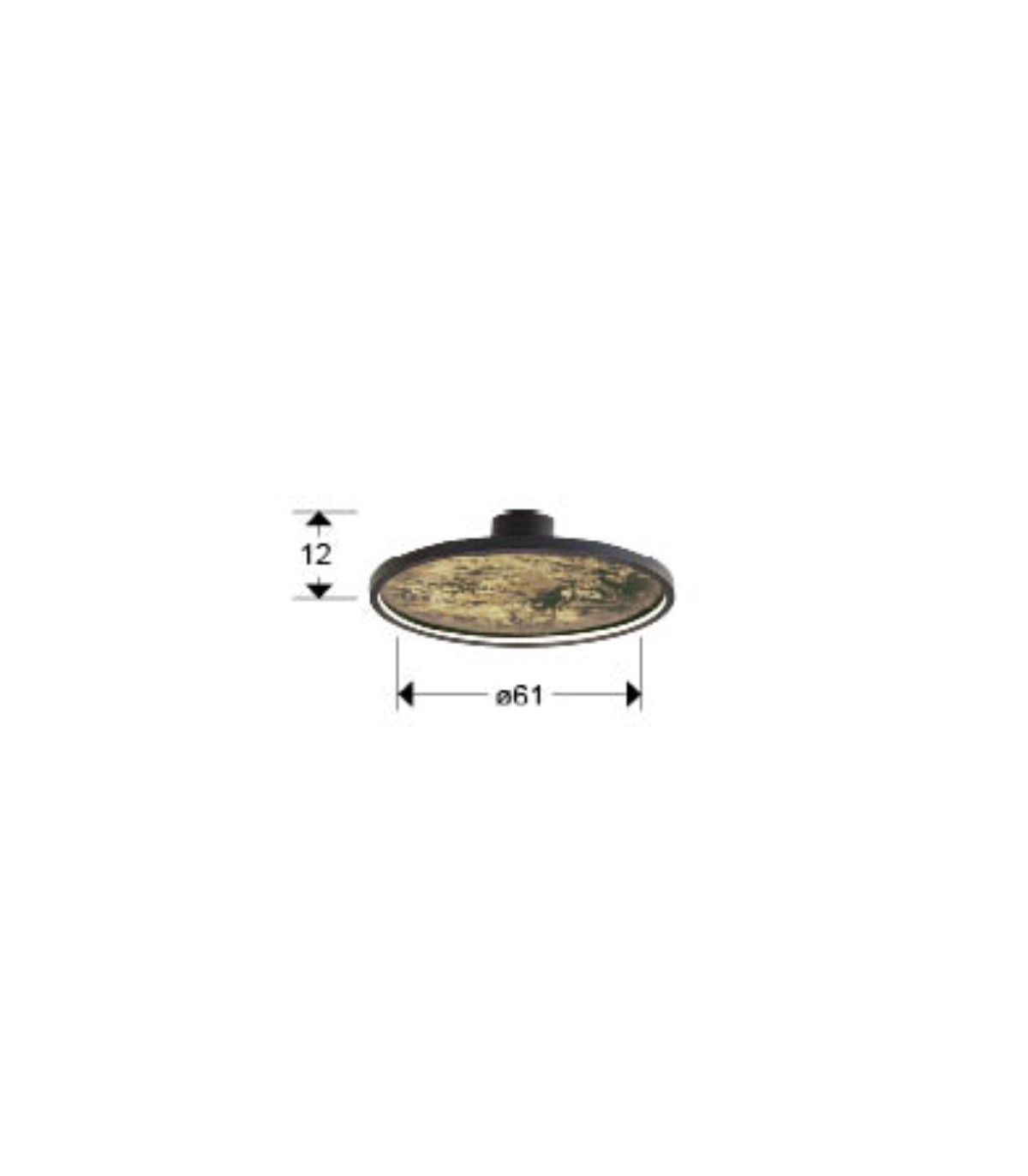 Plafón STONE NEGRO D60 55W 495Lm CCT