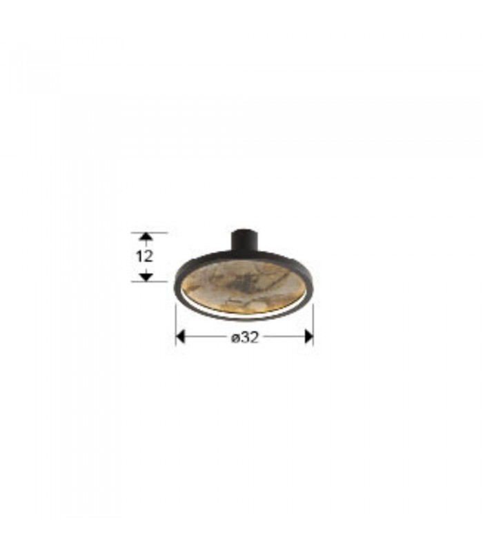 Plafón STONE NEGRO D30 24W 334Lm CCT