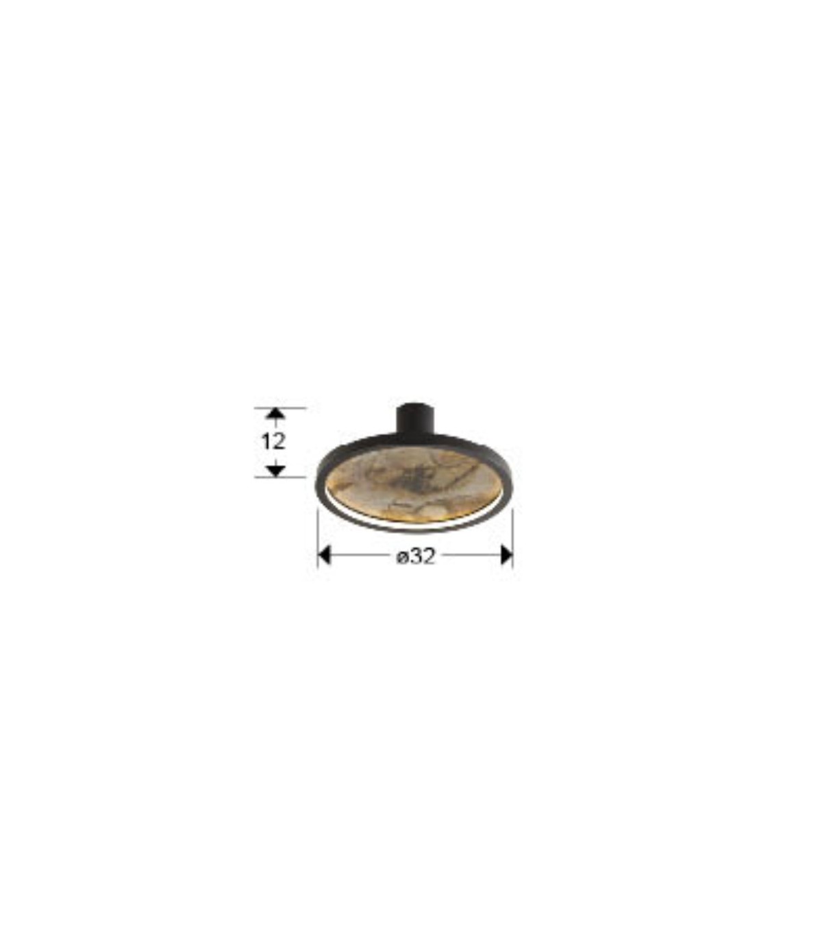 Plafón STONE NEGRO D30 24W 334Lm CCT