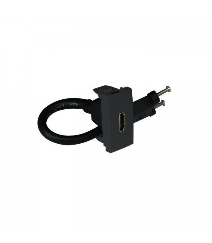 Toma HDMI con Conexión Tornillo 1 Módulo Negro Mate Q45
