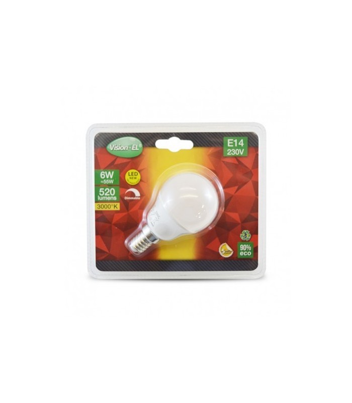 Bombilla LED 6W 520Lm E14 IP40 Regulable.