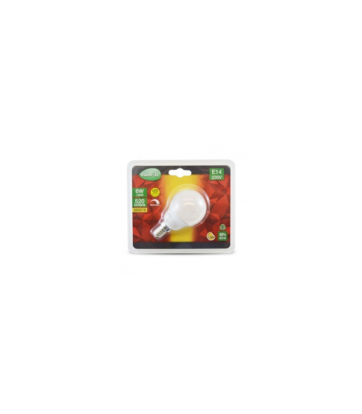 Bombilla LED 6W 520Lm E14 IP40 Regulable.