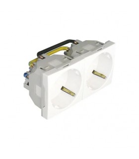 Doble Base Enchufe Schuko 45º con Protección Blanco Q45