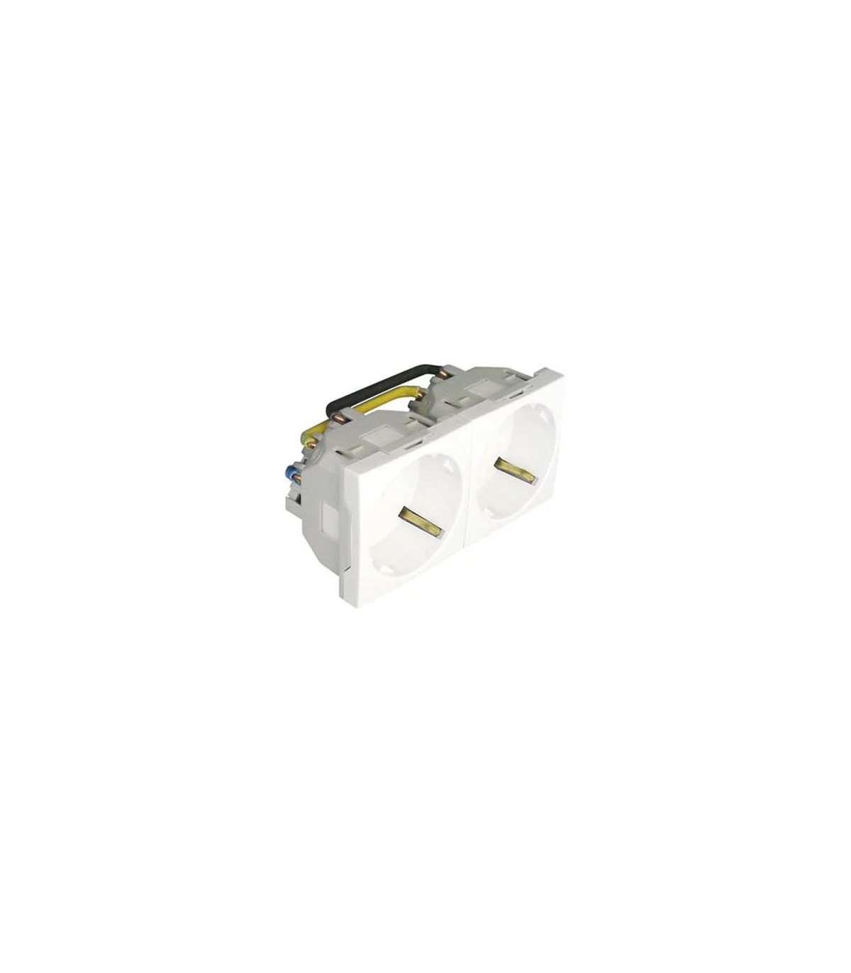 Doble Base Enchufe Schuko 45º con Protección Blanco Q45