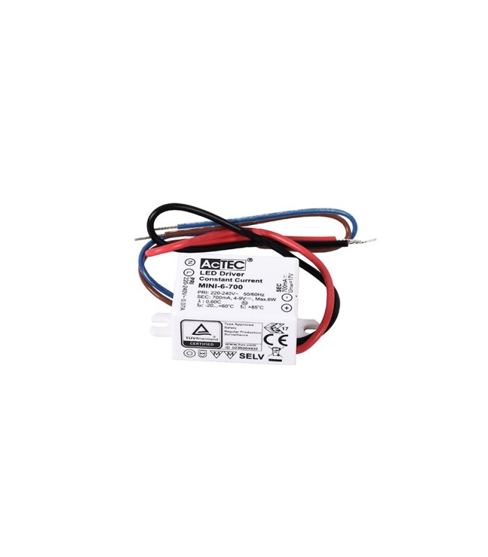Driver AcTEC 6W OUT4-9VDC 700mA IP20