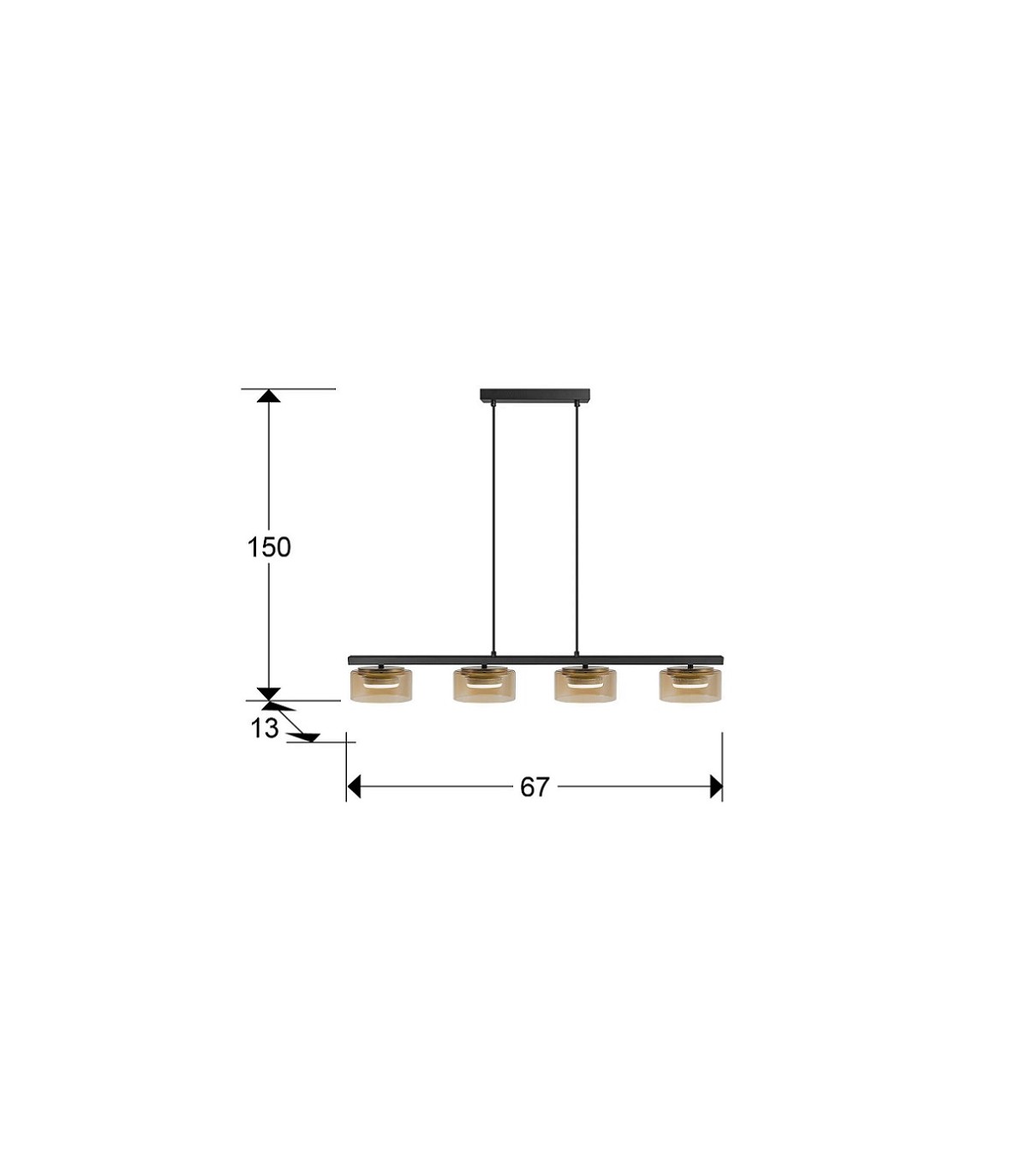 Lámpara Colgante OLAIA 3x6W GX53 1980Lm Negro/Ambar
