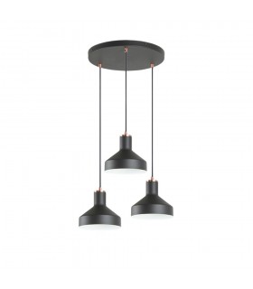 Lámpara Colgante IRIAS 3xE27 Negro/Cobre
