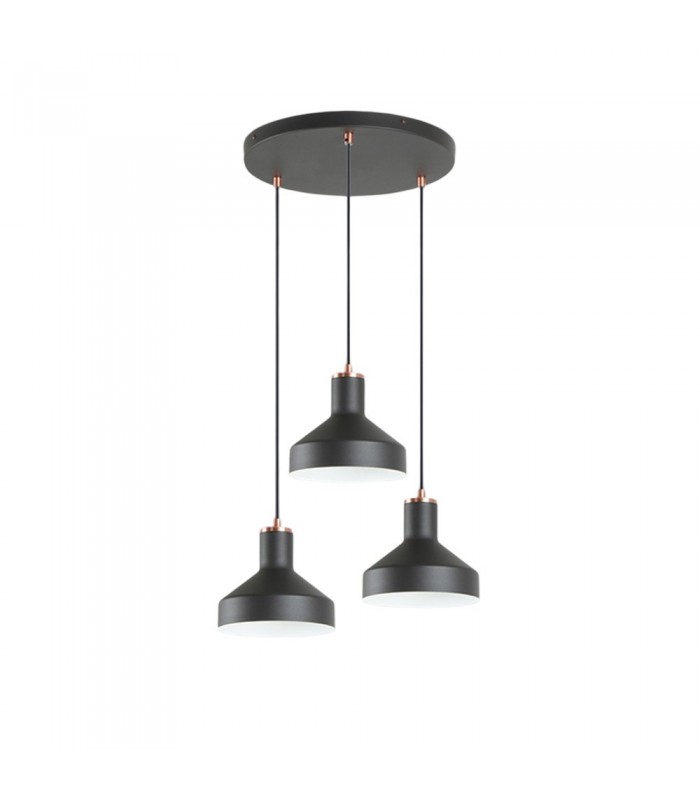 Lámpara Colgante IRIAS 3xE27 Negro/Cobre
