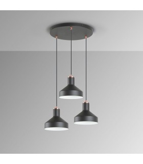 Lámpara Colgante IRIAS 3xE27 Negro/Cobre