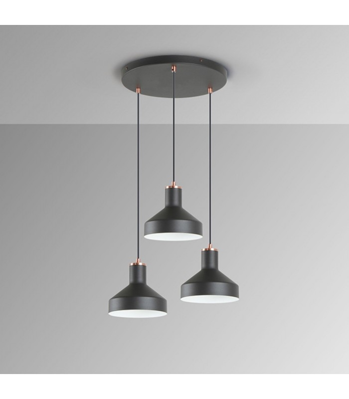 Lámpara Colgante IRIAS 3xE27 Negro/Cobre