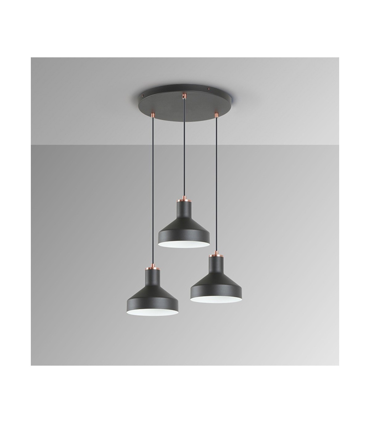 Lámpara Colgante IRIAS 3xE27 Negro/Cobre