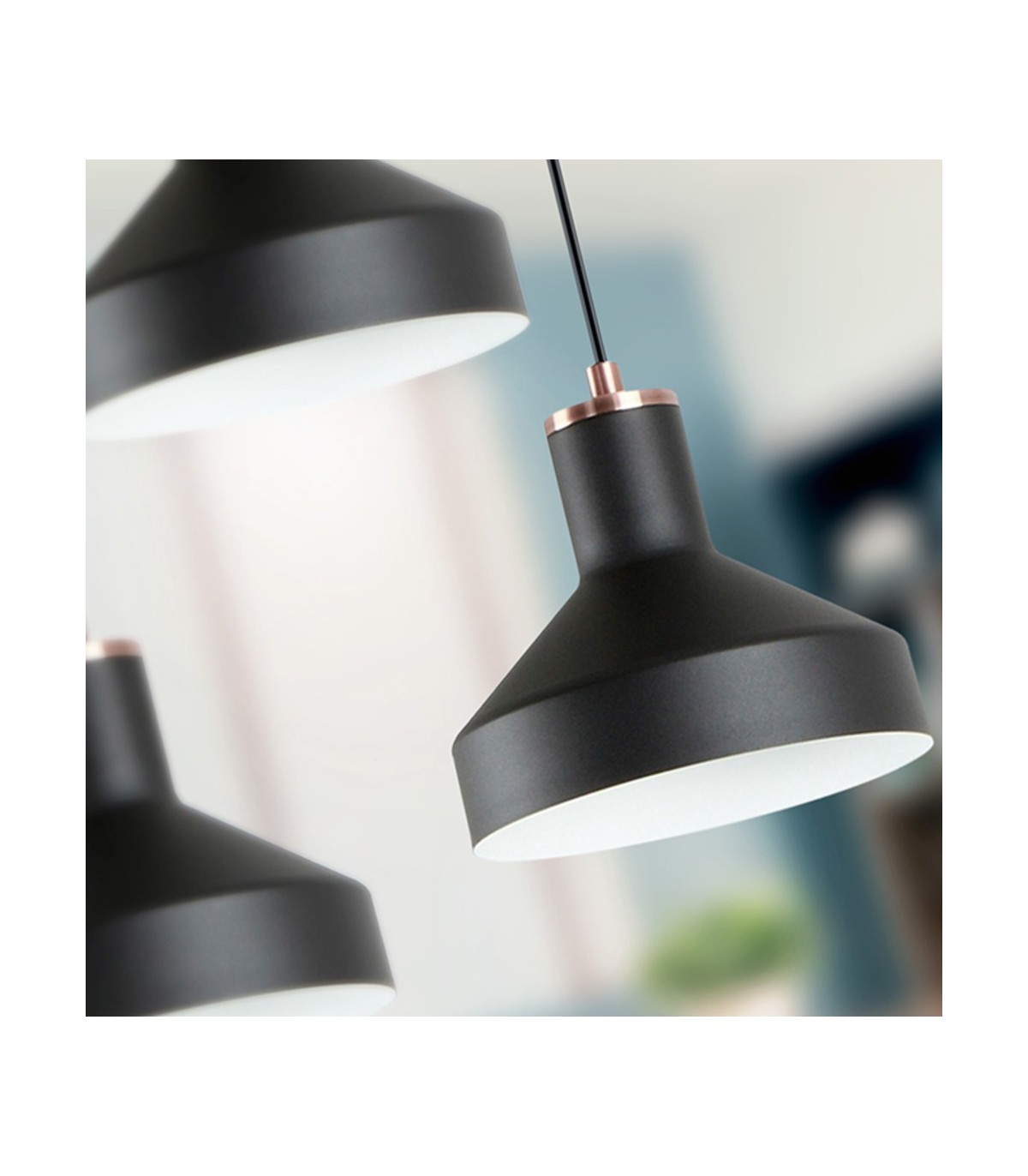 Lámpara Colgante IRIAS 3xE27 Negro/Cobre