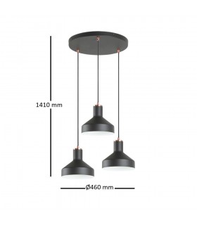 Lámpara Colgante IRIAS 3xE27 Negro/Cobre