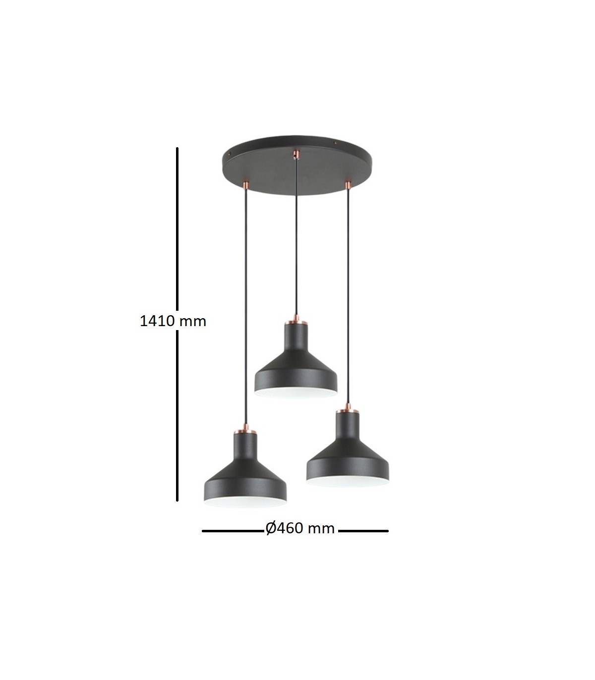 Lámpara Colgante IRIAS 3xE27 Negro/Cobre