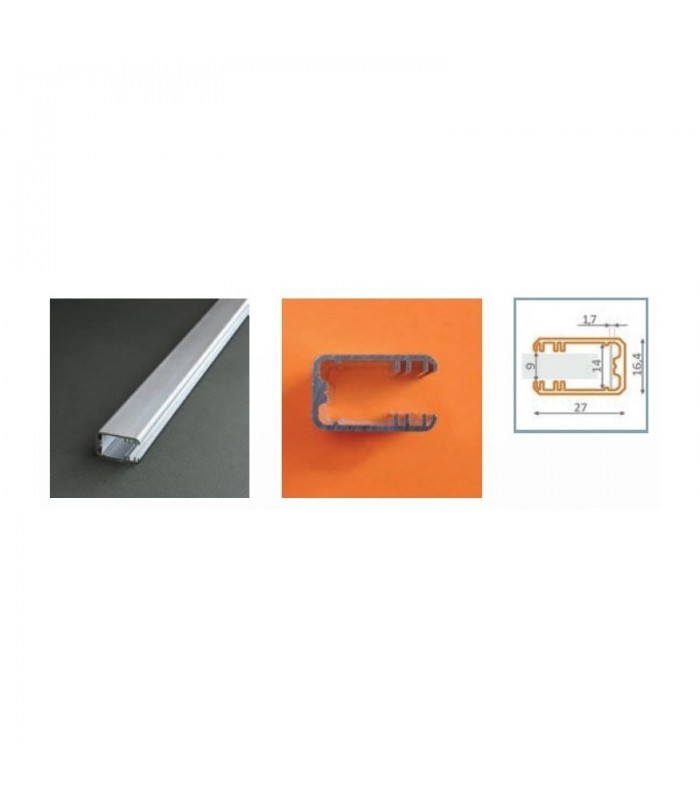 Perfil Aluminio Glass 8mm 2M 