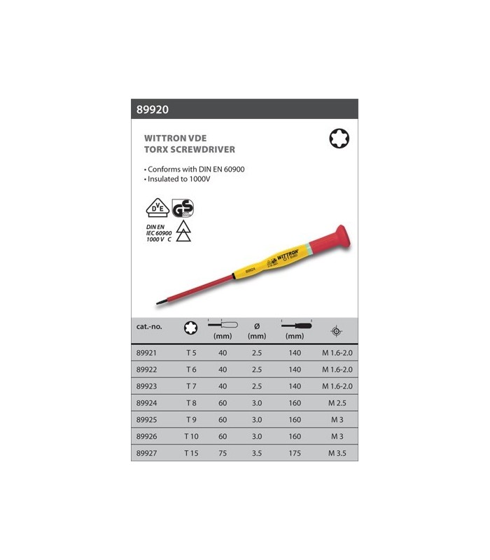 Destornillador Wittron VDE Slim Torx 5x40mm