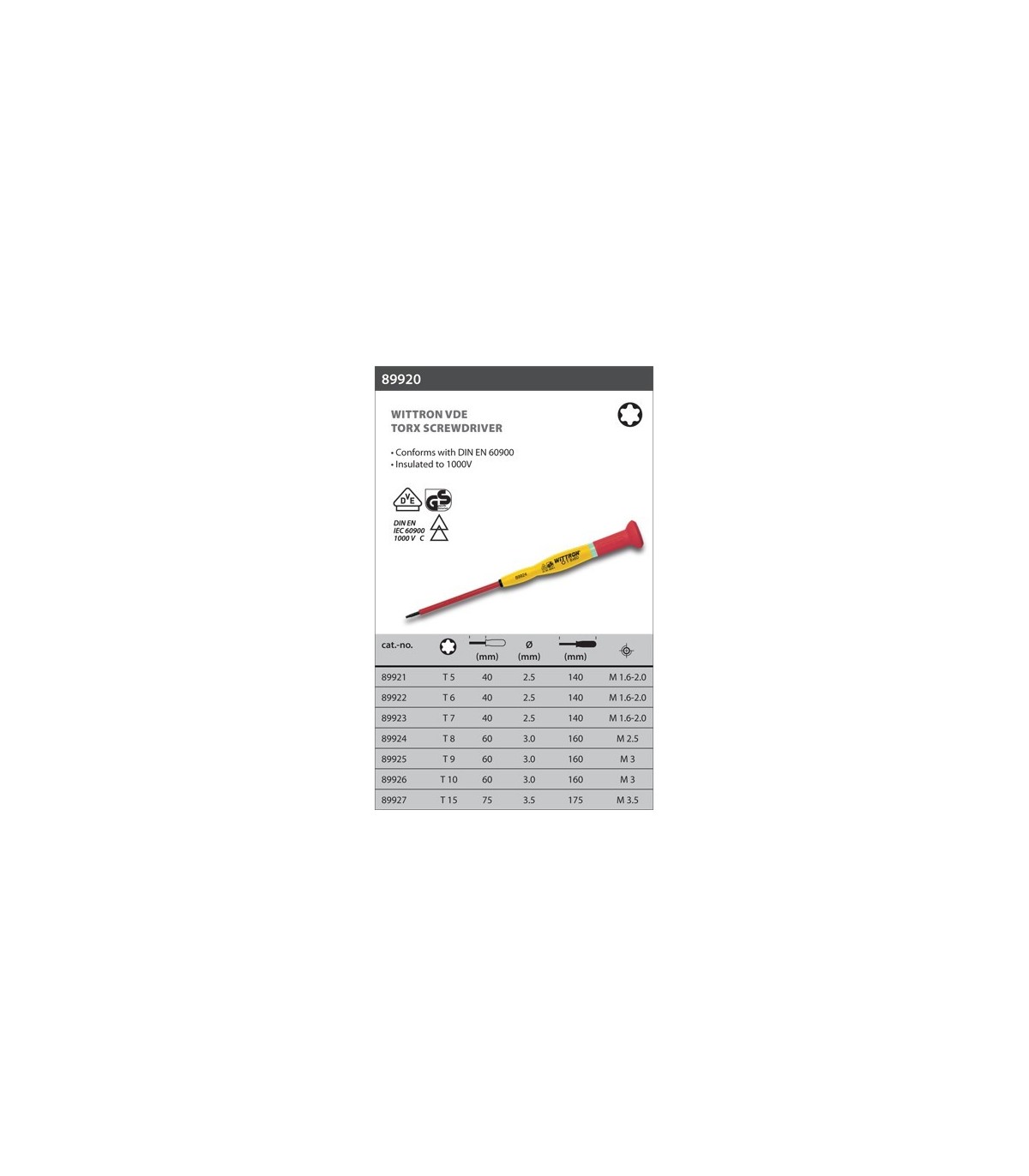 Destornillador Wittron VDE Slim Torx 5x40mm