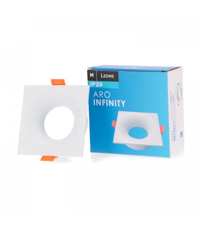 Aro Empotrable Fijo Cuadrado Blanco Serie INFINITY