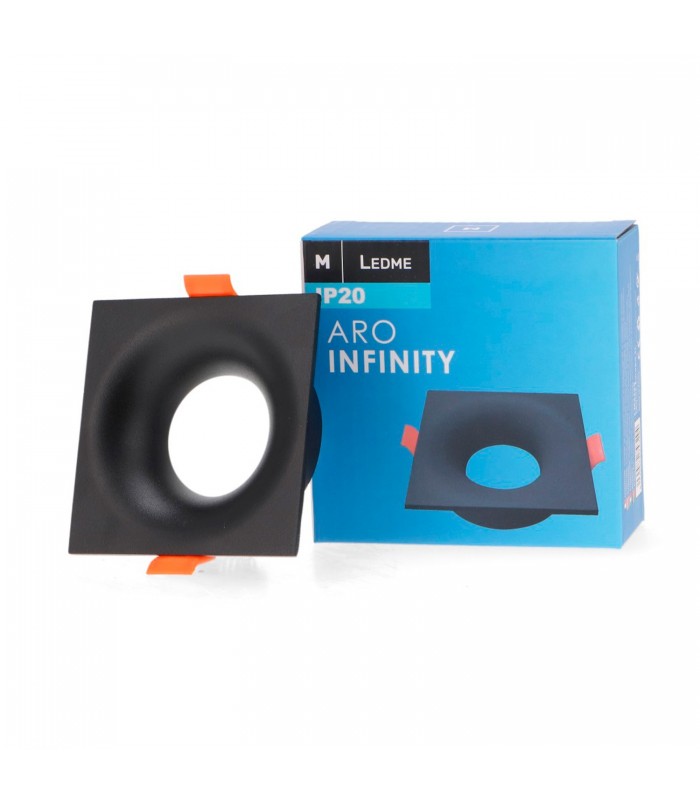 Aro Empotrable Fijo Cuadrado Negro Serie INFINITY
