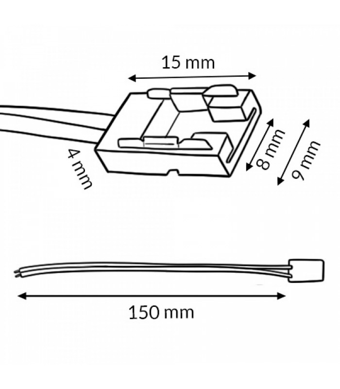 Conector Con Cable Para Tira Led 8Mm 12V/24V 2 Pin