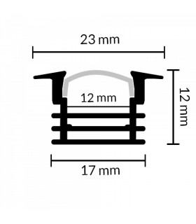 Perfil Aluminio PLADUR Lacado negro Empotrar -2 Metros-