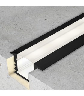 Perfil Aluminio PLADUR Lacado negro Empotrar -2 Metros-